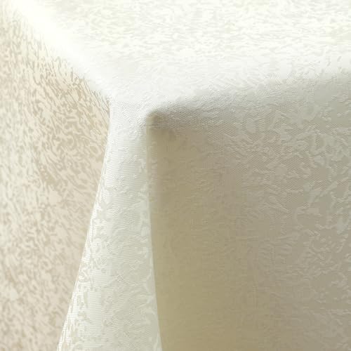 Spotjoy Tischdecke Abwaschbar Rechteckig 100x140cm Polyester Tischwäsche Jacquard Garten Tafeldecke Ornamente Pflegeleicht - Beige von Spotjoy