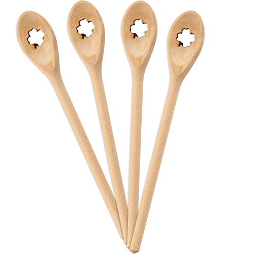 Spruchreif · Gourmetlöffel aus Holz · 4er Set Mini Holzlöffel · Motiv Kleeblatt · Mini Löffel als Deko Idee · Geschenkanhänger · Holzdeko · Geschenkidee Weihnachten von Spruchreif