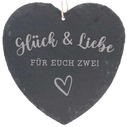 Spruchreif · großes Schieferherz mit Gravur zur Hochzeit · Schiefertafel mit Kordel zum Aufhängen · originelles Hochzeitsgeschenk · Geschenkideen für das Brautpaar von Spruchreif