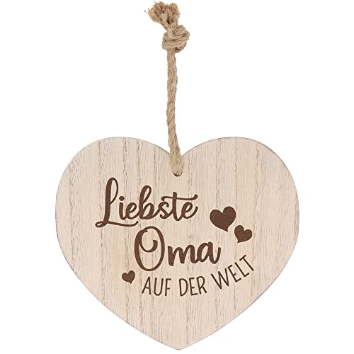 Spruchreif | Deko Herz mit Gravur | Holzherz mit Gravur | Herz mit Spruch Oma | Shabby Chic Deko | Wanddeko Herz Oma | Gravur Geschenk Oma | Liebste Oma von Spruchreif