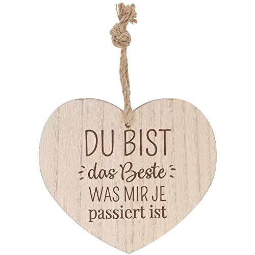 Spruchreif | Deko Herz mit Gravur | Holzherz mit Gravur | Herz mit Spruch | Shabby Chic | Wanddeko Herz Paare | Hochzeitstag | Du bist das Beste was Mir je passiert ist von Spruchreif