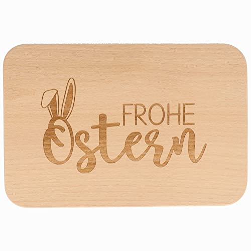 Spruchreif | Holzbrettchen mit Gravur | Frühstücksbrettchen mit Schriftzug | Brotzeitbrett | Frühstücksbrettchen für Kinder | Geschenk Ostern | Frühstücksbrett Hase | Ostergeschenk | Frohe Ostern von Spruchreif