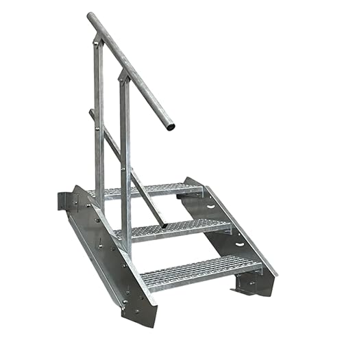 3 Stufen Stahltreppe mit einseitigem Geländer/Breite 60cm Geschosshöhe 40-60cm / Robuste Außentreppe/Wangentreppe/Stabile Industrietreppe für den Außenbereich/Inklusive Zubehör 3 Stufen Stahltreppe mit einseitigem Geländer/Breite 60cm Geschosshöhe 40-60cm / Robuste Außentreppe/Wangentreppe/Stabile Industrietreppe für den Außenbereich/Inklusive Zubehör von Srm-Design