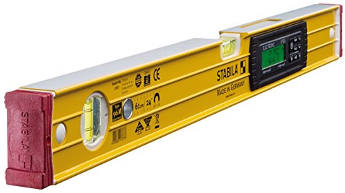 STABILA Elektronische Magnet-Wasserwaage TECH 196 M, 61 cm, 2 Digital-Displays, Messbereich: 0° – 360° (4 x 90°), Anzeige-Modi: °, %, mm/m, in/ft, Schutzklasse IP 65, Seltenerd-Magnetsystem, Tasche von Stabila