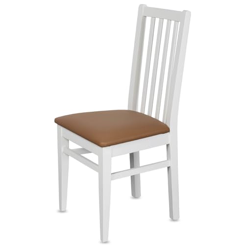 Staboos CH07 Esszimmerstuhle 6er Set Holz Stuhl bis 150 kg - Fertig montiert - Küchenstuhl gepolstert - massiv Holz Buche (Weiß - Cafe) von Staboos