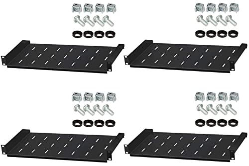 4 Stück 1 HE Rackablage, 27 cm tief, 19" 483 mm Fachboden Trägereinschub Einlegeboden Rack Ablage Boden (1 HE Rackablage 270 mm, 4 Stück) von Stahlflex