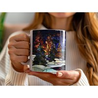 sternenklare Nacht Glasmalerei Bergbecher | Natur Kaffeetasse Outdoor Abenteuer Design Aquarell Berg Szene Perfektes Geschenk Für Mama von StainedGlassGlow