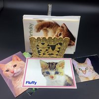 Katzen Briefablage/Stiftehalter Set. Enthält Vintage Kitty Postkarten, Grußkarten & Stift. Handgemachter Schreibtisch Orden Aus Holz von Stall69UK