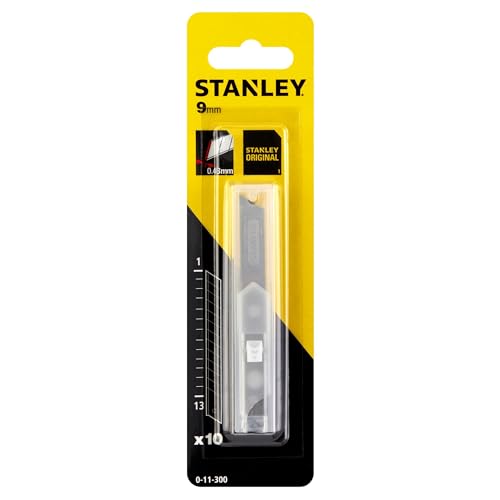 Stanley Abbrechklingen für Cuttermesser 1-11-300 (9 mm, gerade Schneide mit 12 abbrechbaren Segmenten, 0,55 mm Schneidstärke, 110 mm Klingenlänge, 10 Spender á 10 Stück) von Stanley