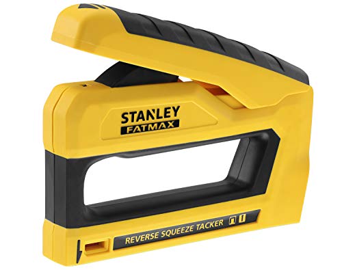 Stanley FatMax Reverse Squeeze Tacker (mit Sichtfenster am Klammerfach, Unterlademagazin, flexible Druckeinstellung, kompatibel mit Klammern (G 6-14 mm) und Nägeln (18GA 12, 15 mm)), FMHT0-80551 von Stanley - FatMax