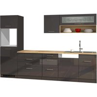 Hochglanz Küchenzeile in Grau 300 cm breit (achtteilig) von Star Möbel