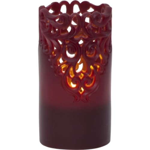 LED-Wachskerze CLARY weinrot Rankendesign 15x8cm von Star