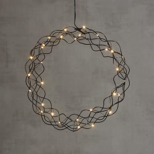 LED Lichterkranz Curly von Star Trading, Fensterlicht Weihnachten warmweiß aus Draht und Kunststoff in Schwarz, Transparent, mit Kabel, Ø: 30 cm von Star