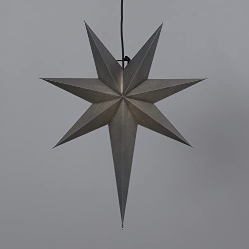 Weihnachtsstern Ozen von Star Trading, 3D Papierstern Weihnachten in Grau, Dekostern zum Aufhängen mit Kabel, E14 Fassung, B: 55 cm H:65 cm von Star