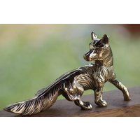 Fuchs Statue, Figur, Skulptur, Vintage Messingguss, Büro Dekor, Wohndekor, Bücherregal Ornament, Tisch Handgemachtes Geschenk von StarCraftStoreTR