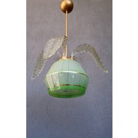 Midcentury Deckenleuchte Mit Blättern, Barovier & Toso Art Glas, Kupfer Pendelleuchte Lampe, Retro 1940Er Jahre, Vintage, Beleuchtung, Vintage Jahre von StarHomeStudio