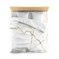 Gold Marmor Druck Bettbezug, Weiß Abstrakt Moderne Microfaser Queen King Twin Xl Unikat Bettbezug Home Bettwäsche Schlafzimmer Dekor von Starcovedesign