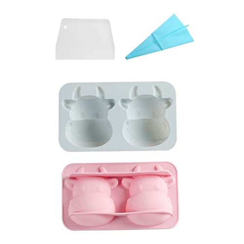 2 Stück Niedliche Schöne Tier Kuh Rinder Silikonform Für DIY Desserts Süßigkeiten Schokolade Gelee Shots Kaugummi Paste Cupcake Kuchen Topper Dekoration Eiswürfel Seifenform Handgemachtes Eis von Stareal