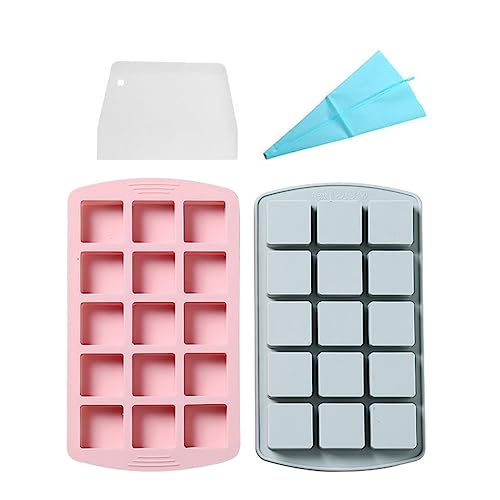 2er-Pack Mini-Square-Eiswürfelformen Mit 15 Mulden, Quadratische Mini-Kuchen-Backformen, Mini-Silikonformen Für Die Herstellung Von Schokolade, Eis, Gelee, Harz, Mini-Seife von Stareal