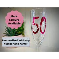 50. Geburtstag Glas, Sektflöte, Personalisiertes Geschenk, Geburtstagsgeschenk Für Sie, Geburtstagsglas von StarlyGifts