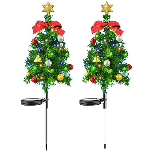 Starnearby 2 Stück 45 cm LED Solar Weihnachtsbaum Gartenleuchten, LED Outdoor Weihnachtsbaum Dekorative Lichter, IP65 Wasserdicht Weihnachtsbeleuchtung Außen für Weg, Pathway, Rasen, Garten(1 Satz) von Starnearby