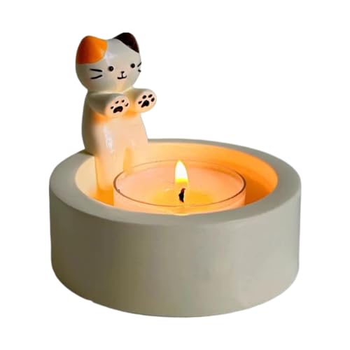 Starnearby Katzen Kerzenständer Cartoon Katze Teelichthalter Niedlicher Kätzchen-Kerzenhalter Wärmenden Pfoten Kitten Candle Holder Heimdekoration Geschenk Für Katzenliebhaber (B) von Starnearby