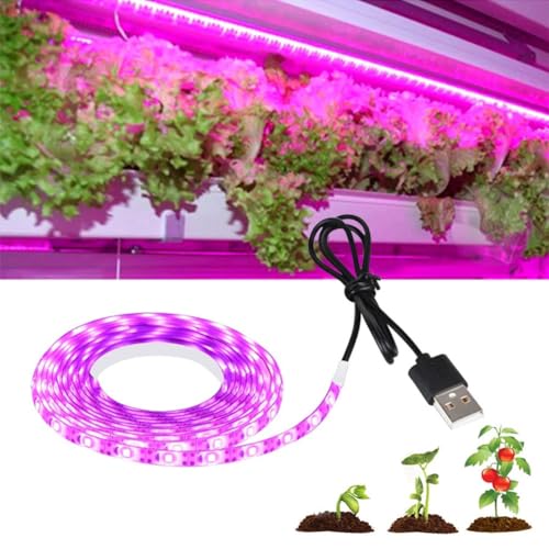 Starnearby Pflanzenlampe LED Vollspektrum, 120 LEDs Wasserdichte LED Lampe Grow, USB Pflanzenleuchte, Pflanzenlichtstreifen Schneidbar Klebebar, Wachstumslampe für Pflanzen Zimmerpflanzen Gemüse (2M) von Starnearby