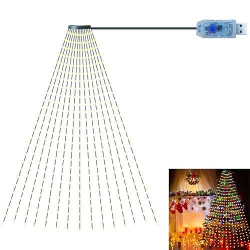 Starnearby Weihnachtsbaum Lichterkette WarmWeiß 360 LED 2M x 16 Girlanden Weihnachtsbeleuchtung mit 8 Modi IP44 Wasserdicht Christbaumbeleuchtung Innen Außen für 150cm, 180cm, 210cm, 240cm Tannenbaum von Starnearby