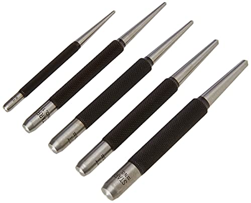 Starrett S117PC Körner Set, 1/16", 5/64", 3/32", 1/8", 5/32" Durchmesser, im Kunststoffkoffer von Starrett