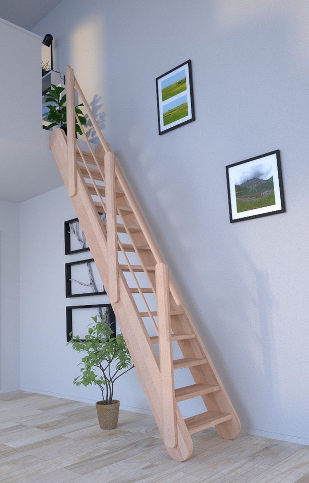 Starwood Raumspartreppe Raumspartreppe Samos in Buche-Holz-Holz Design Geländer-volle Stufen von Starwood