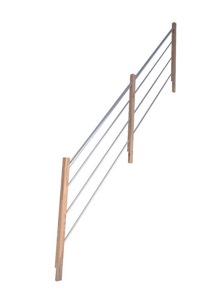 Starwood Treppengeländer Treppengeländer Modell Eiche 3000-Holz-Edelstahl-Rechts von Starwood