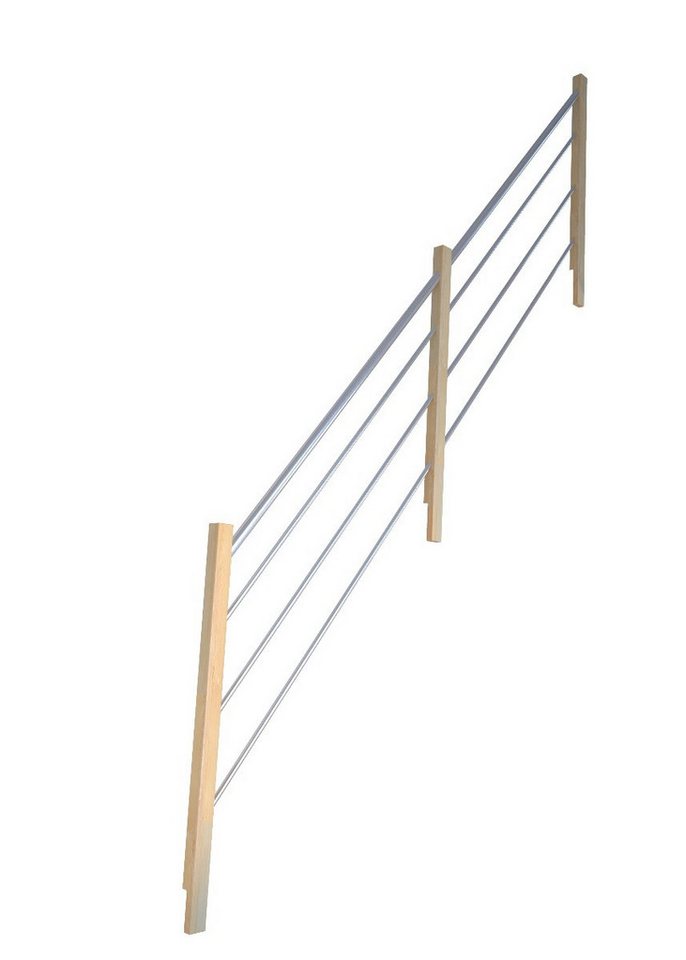 Starwood Treppengeländer Treppengeländer Modell Korfu 1/4 Gewendelt-Holz-Edelstahl-Rechts von Starwood