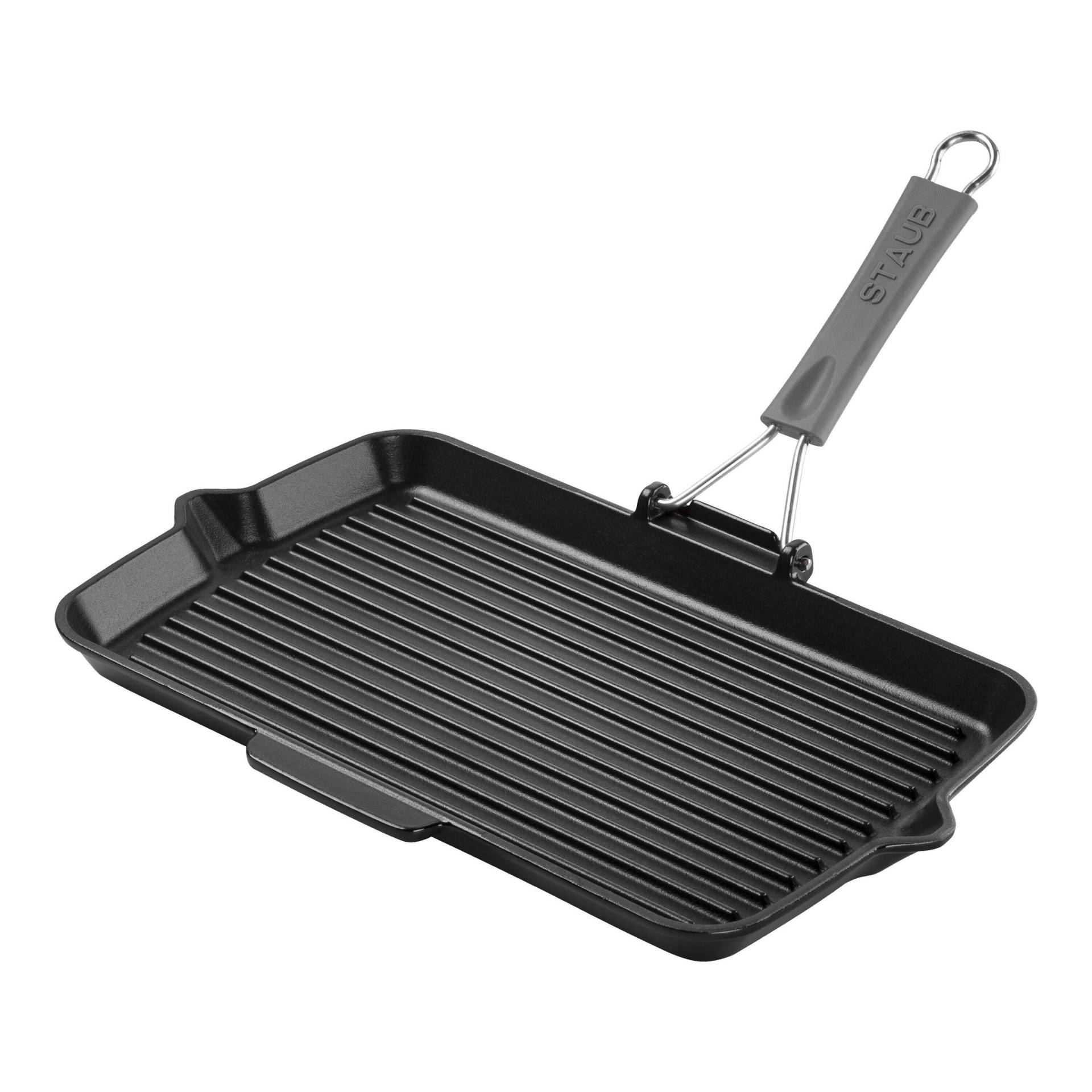 Staub Grill Pans Grillpfanne mit Ausgießnase 34 cm, Gusseisen, Schwarz von Staub