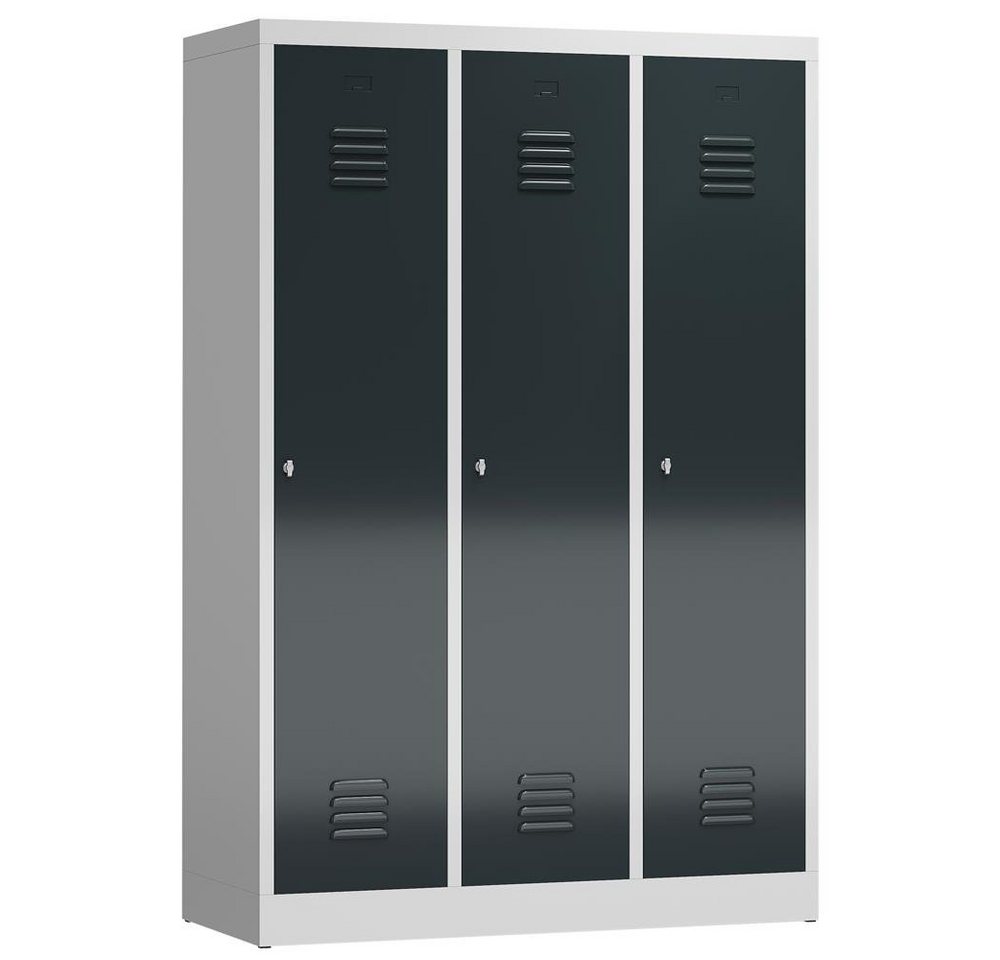 Steelboxx Spind ClassiX Garderobenschrank, 3 Abteile mit S/W-Trennung, 1800 x 1185 x (1-St) Komplett verschweißt und montiert, keine Montage erforderlich von Steelboxx