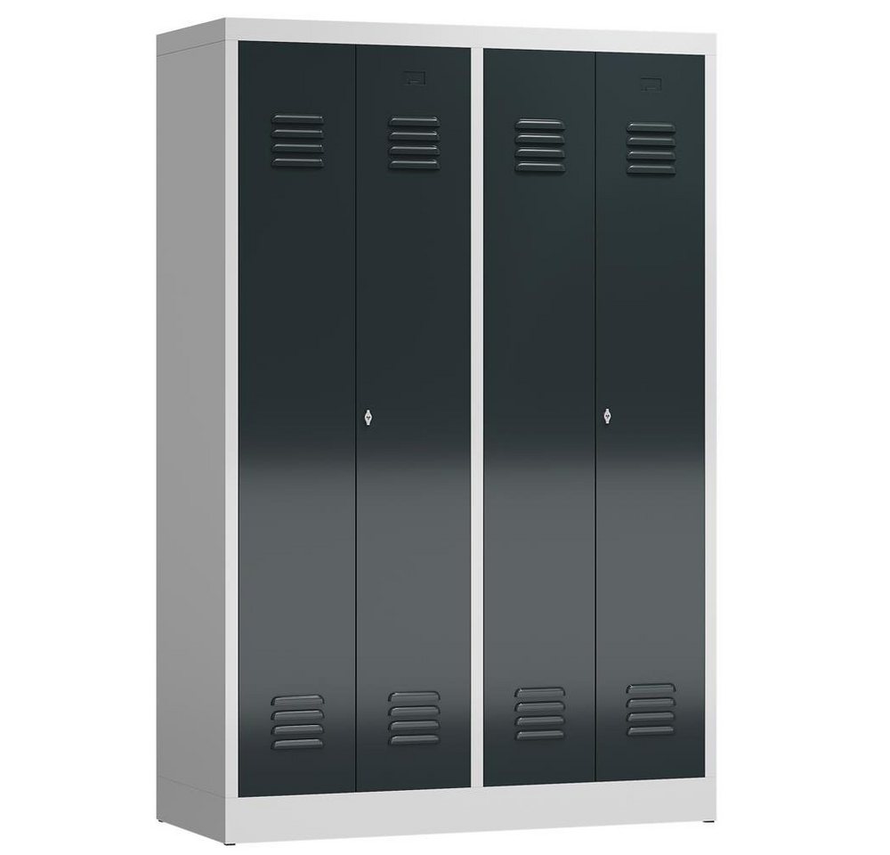 Steelboxx Spind ClassiX Garderobenschrank, 4 Abteile, je 2 mittig schließend, 1800 x (1-St) Komplett verschweißt und montiert - keine Montage erforderlich von Steelboxx