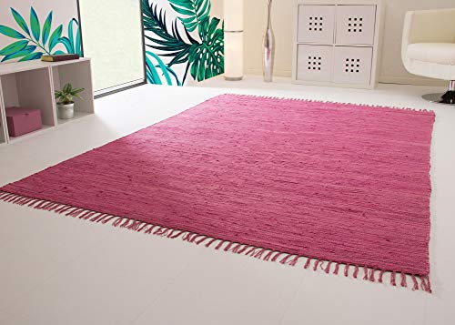Steffensmeier Handwebteppich Indira in Beere - Handweb Teppich aus 100% Baumwolle Fleckerl, Größe: 140x200 cm von Steffensmeier