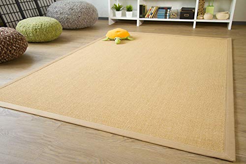 Steffensmeier Sisal Teppich Brazil mit Bordüre Farbe Natur beige Premium Qualität 100% Sisal, Größe: 80x160 cm von Steffensmeier