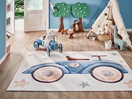 Steffensmeier Kinderteppich Tiere für Mädchen und Jungen Sweet Dreams Collection Auto, Größe: 80x150 cm von Steffensmeier