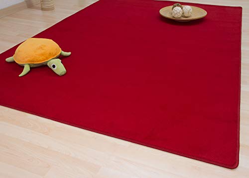 Steffensmeier Kurzflor Teppich Verona Kinderzimmer, sehr strapazierfähig und pflegeleicht, Rot, Größe: 120x180 cm von Steffensmeier
