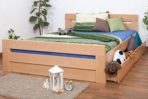 Doppelbett/Funktionsbett "Easy Premium Line" K6 inkl. 2 Schubladen und 1 Abdeckblende 180 x 200 cm Buche Vollholz massiv Natur von Steiner Shopping GmbH