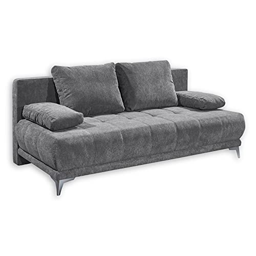 Stella Trading JENNY Bequemes Schlafsofa mit Bettkasten, Stoffbezug Dunkelgrau - Klappbares Sofa mit Schlaffunktion & dekorativer Steppung - 203 x 86 x 101 cm (B/H/T) von Stella Trading