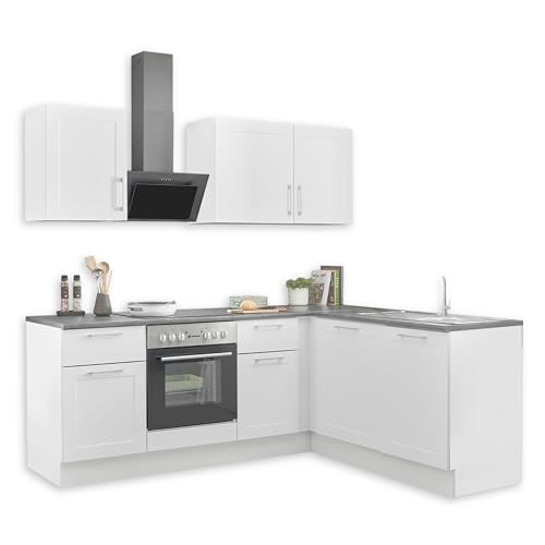 MARSEILLE Moderne Eckküche ohne Elektrogeräte in Weiß, Metallic Braun - Geräumige Küchenzeile L-Form mit viel Stauraum - 220 x 211 x 60 cm (B/H/T) von Stella Trading