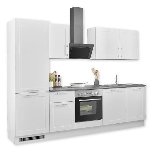 MARSEILLE Moderne Küchenzeile ohne Elektrogeräte in Weiß, Metallic Braun - Geräumige Einbauküche mit viel Stauraum - 280 x 211 x 60 cm (B/H/T) von Stella Trading