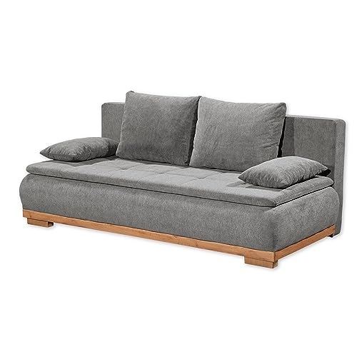 MILA Bequemes Schlafsofa mit Bettkasten in Artisan Eiche Optik, Dunkelgrau - Ausziehbares Sofa mit Schlaffunktion - 208 x 93 x 105 cm (B/H/T) von Stella Trading