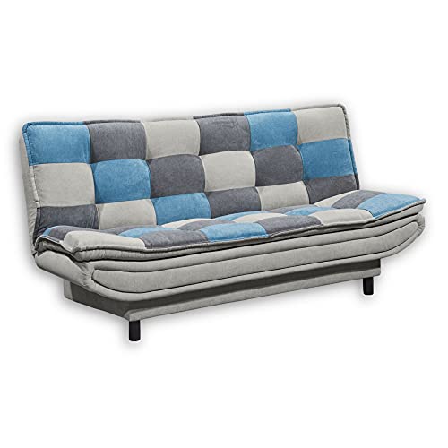 Stella Trading PATCH Bequemes Schlafsofa mit Bettkasten, Stoffbezug 3-farbig - Klappbares Sofa mit Schlaffunktion & ausgefallenem Design - 188 x 90 x 89 cm (B/H/T) von Stella Trading