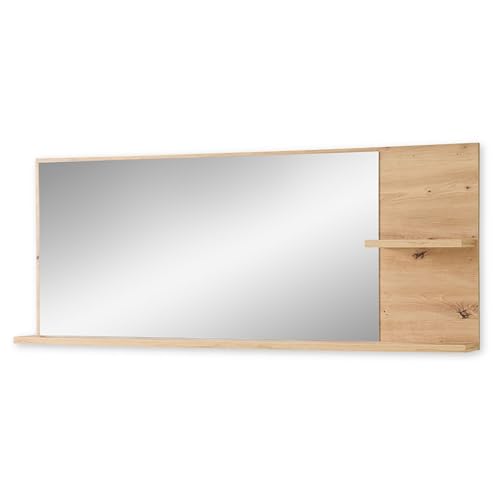 BARI Wandspiegel in Artisan Eiche Optik FSC-zertifiziert - Praktischer Spiegel mit Ablage für Flur & Garderobe - 148 x 60 x 17 cm (B/H/T) von Stella Trading