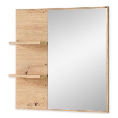 BARI Wandspiegel in Artisan Eiche Optik FSC-zertifiziert - Praktischer Spiegel mit Ablage für Flur & Garderobe - 78 x 80 x 17 cm (B/H/T) von Stella Trading