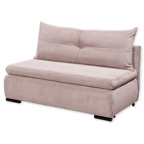 Stella Trading Charlie Bequemes Schlafsofa mit Bettkasten in Cord-Optik, Flamingo-Kompaktes Sofa mit Schlaffunktion, Holzwerkstoff, 153 x 75/90/92 x 83 cm von Stella Trading