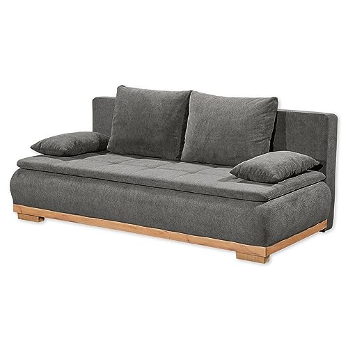 Stella Trading MILA Bequemes Schlafsofa mit Bettkasten in Artisan Eiche Optik, Stone - Ausziehbares Sofa mit Schlaffunktion - 208 x 93 x 105 cm (B/H/T) von Stella Trading