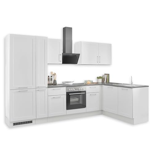 MARSEILLE Moderne Eckküche ohne Elektrogeräte in Weiß, Metallic Braun - Geräumige Küchenzeile L-Form mit viel Stauraum - 310 x 211 x 60 cm (B/H/T) von Stella Trading